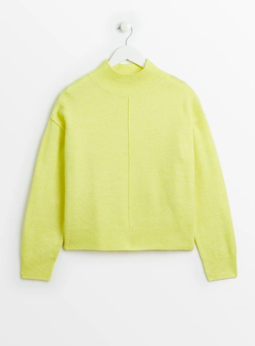 Tu Women's Yellow High Neck Knit Jumper - Cozy Winter Sweater Size 12