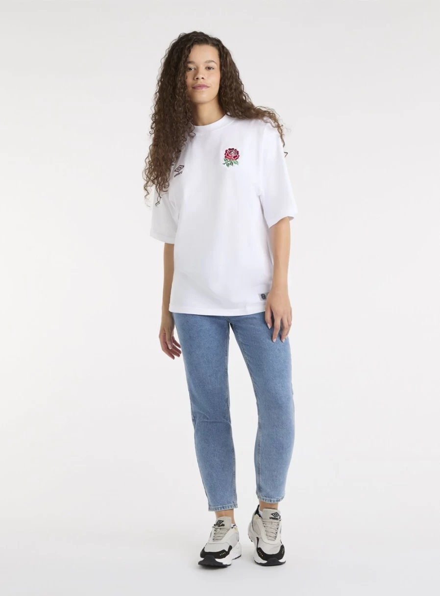 Umbro England Rugby Dynasty Women's Oversized T-Shirt Size 16 - Vintage Sports Tee