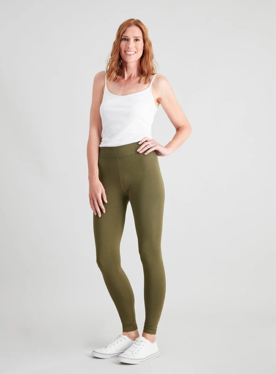 Tu Women's High-Waisted Khaki Leggings - Soft Touch Luxurious Comfort for Yoga & Everyday Wear - Size 24