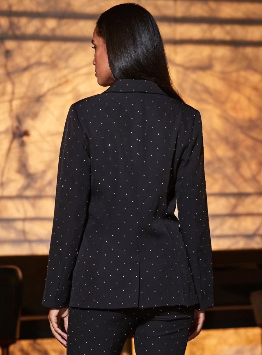 Sosandar Women's Embellished Blazer with Hot Fix Details - Stylish Tailored Jacket for Women