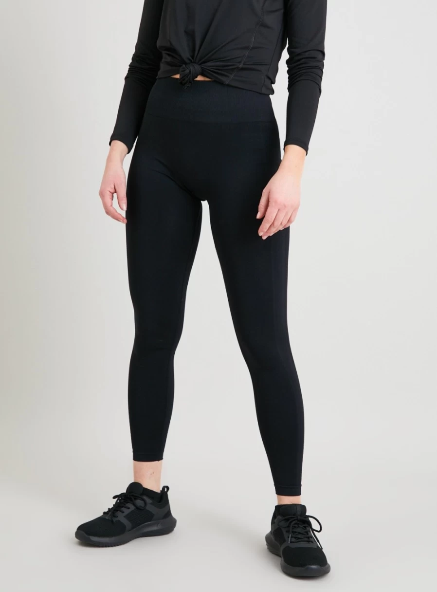 Tu Petite Women's Seamless Black Active Leggings - Stretchy & Comfortable Petite Workout Pants - Size S