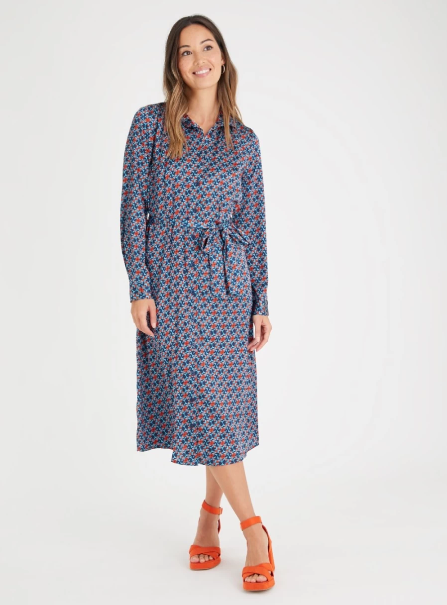 Tu Women's Geo Print Satin Shirt Dress - Elegant 18L Style