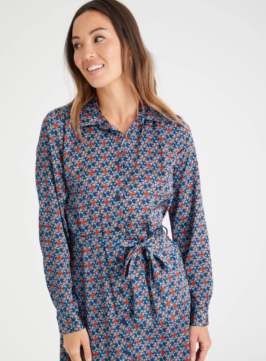 Tu Women's Geo Print Satin Shirt Dress - Elegant 18L Style