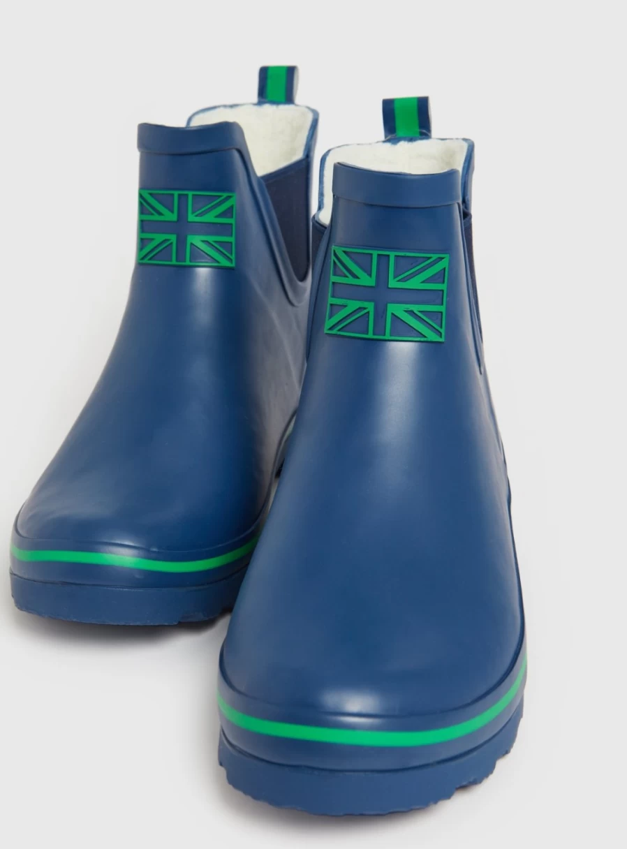 Women's Navy Fleece Lined Chelsea Boot Wellies - Tu Waterproof Winter Boots Size 6