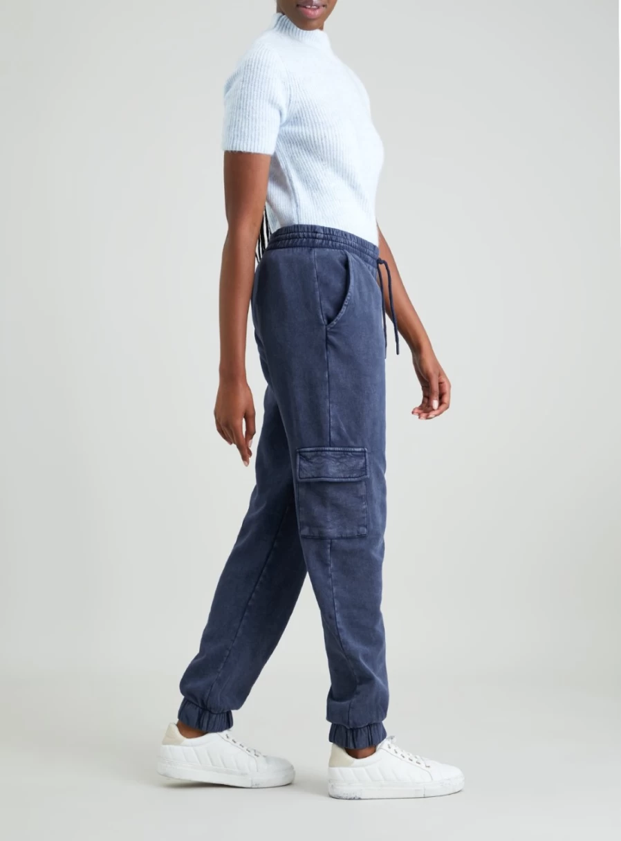 Women's Navy Marl Cargo Joggers by Tu - Comfortable & Stylish 8-Pocket Trousers