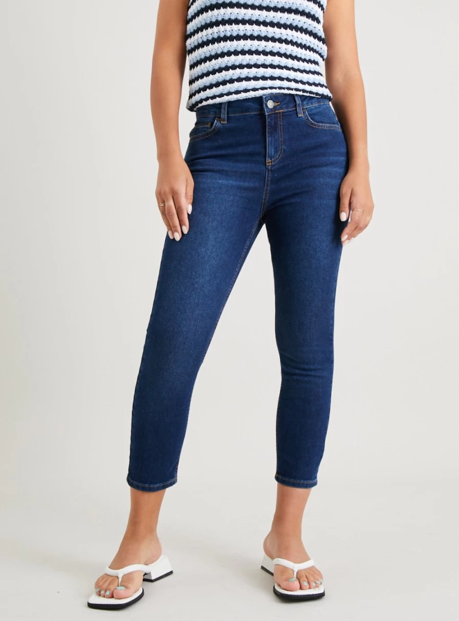 Tu Women's Blue Slim Crop Denim Jeans - Size 16