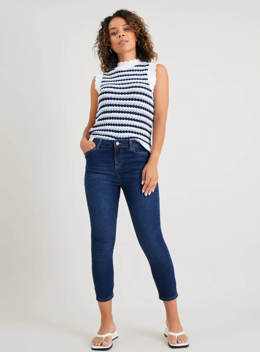 Tu Women's Blue Slim Crop Denim Jeans - Size 16
