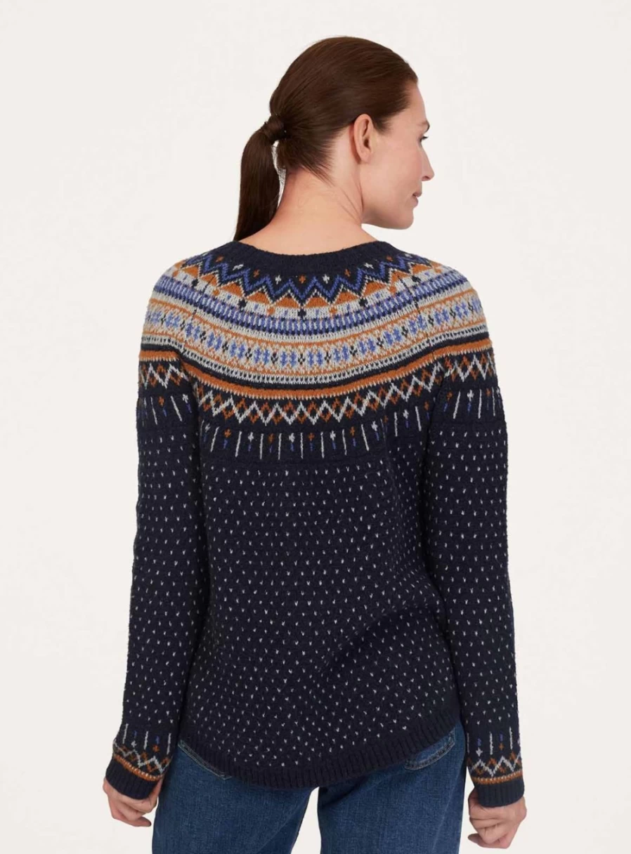Thought Women's Organic Cotton Fair Isle Knit Jumper - Fluffy Winter Sweater