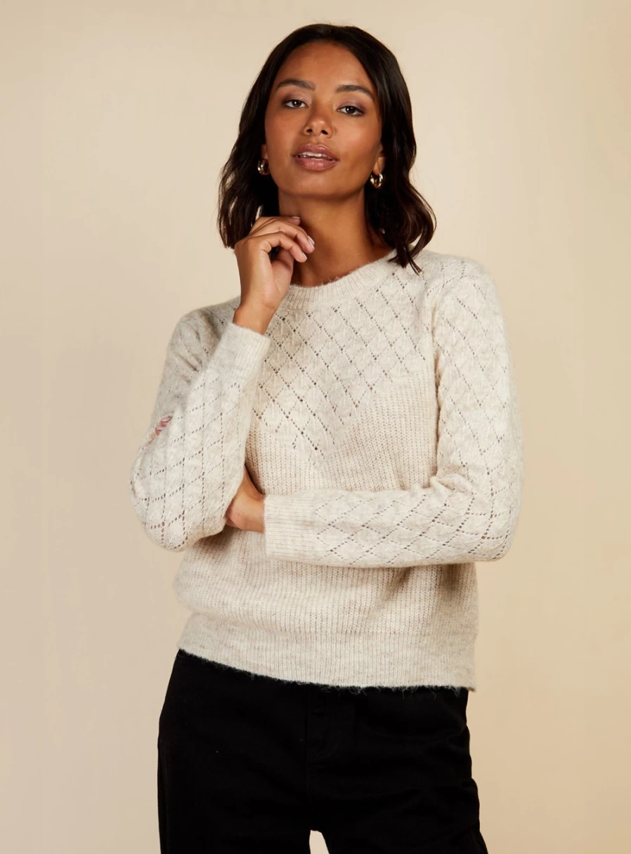 "Vogue Williams Women's Cream Knit Jumper - XL Size Cozy Sweater"