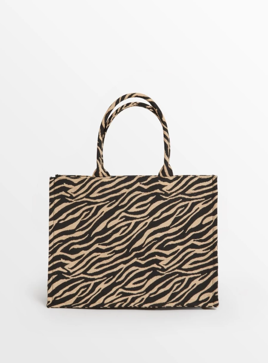"TU Women's Zebra Print Jacquard Tote Bag - Stylish & Spacious One Size Handbag"
