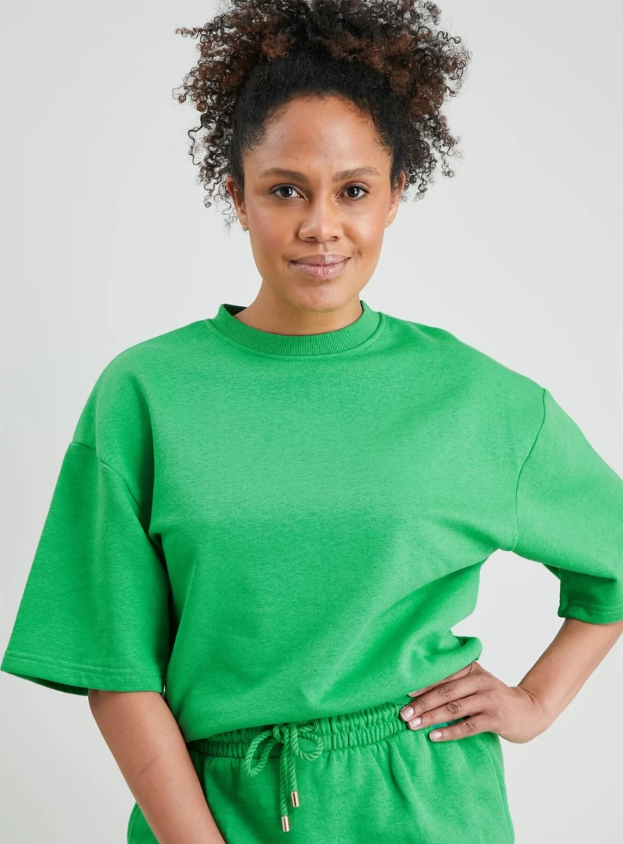 "Tu Women's Bright Green Overdyed Coord Sweatshirt - Medium"