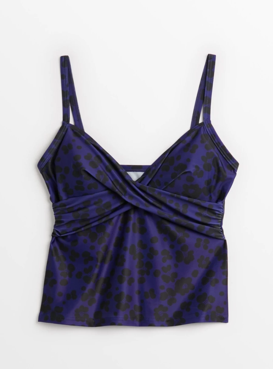 "Tu Women's Blue Leopard Print Tankini Top - Stylish Swimwear for Summer"