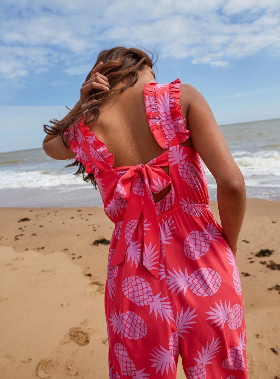 Anorak Women's Pineapple Print Ecovero Jemima Jumpsuit - Size 10 | Sustainable Fashion