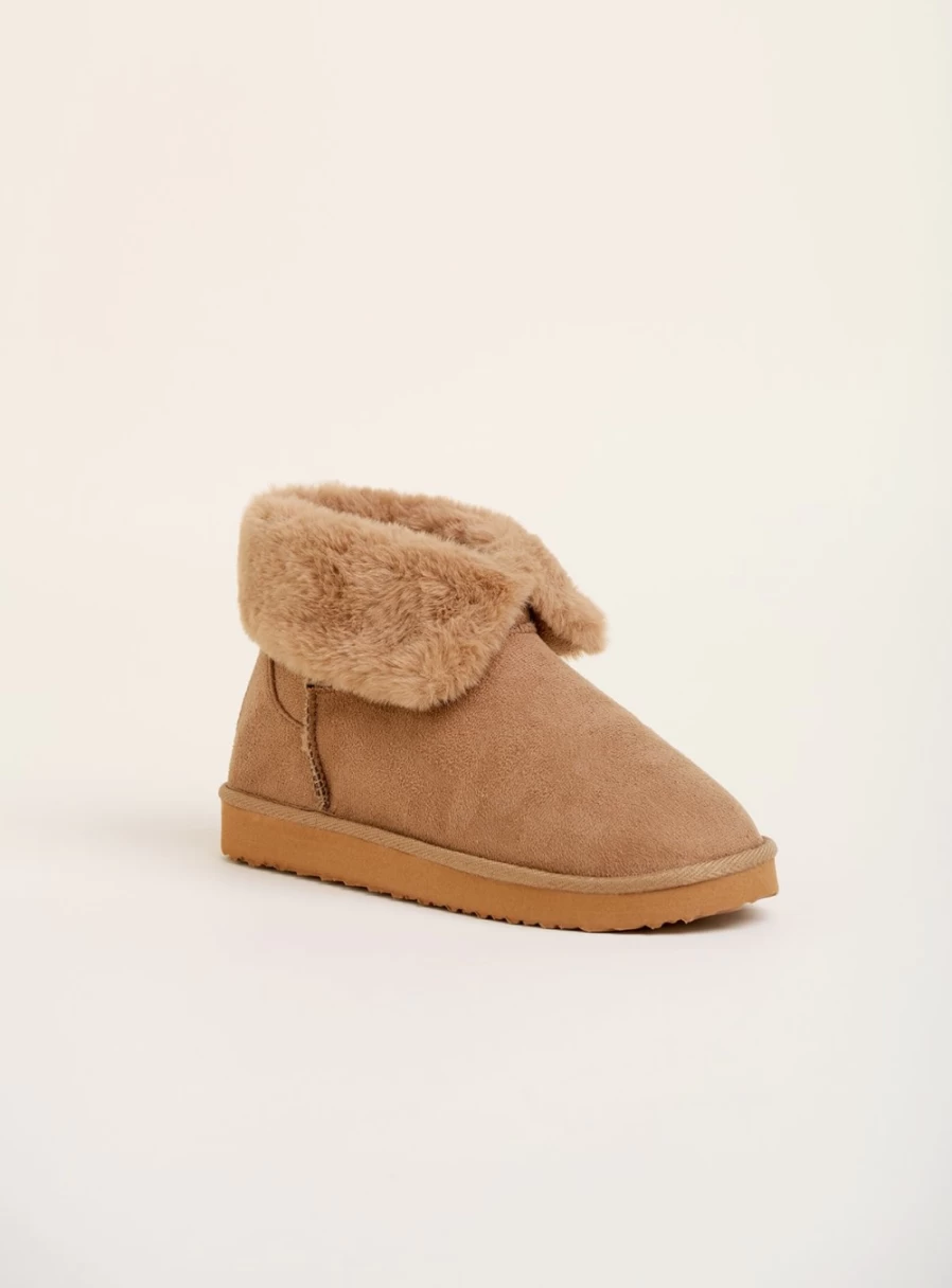 Brakeburn Women's Fur-Trimmed Ankle Boots - Stylish Short Boots for Winter Fashion