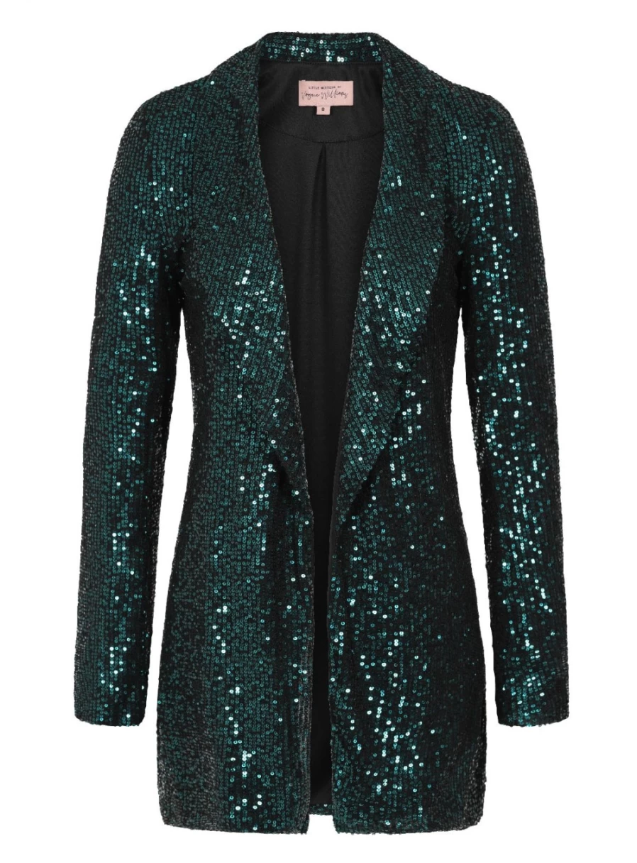 Vogue Williams Women's Green Sequin Blazer - Stylish Embellished Jacket for Evening Wear
