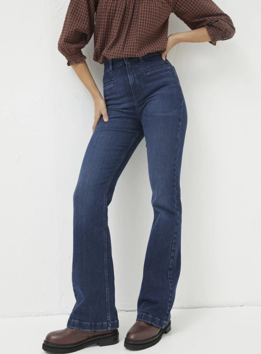 FatFace Women's Fly Flare Jeans - Size 16 Retro Bootcut Denim Pants