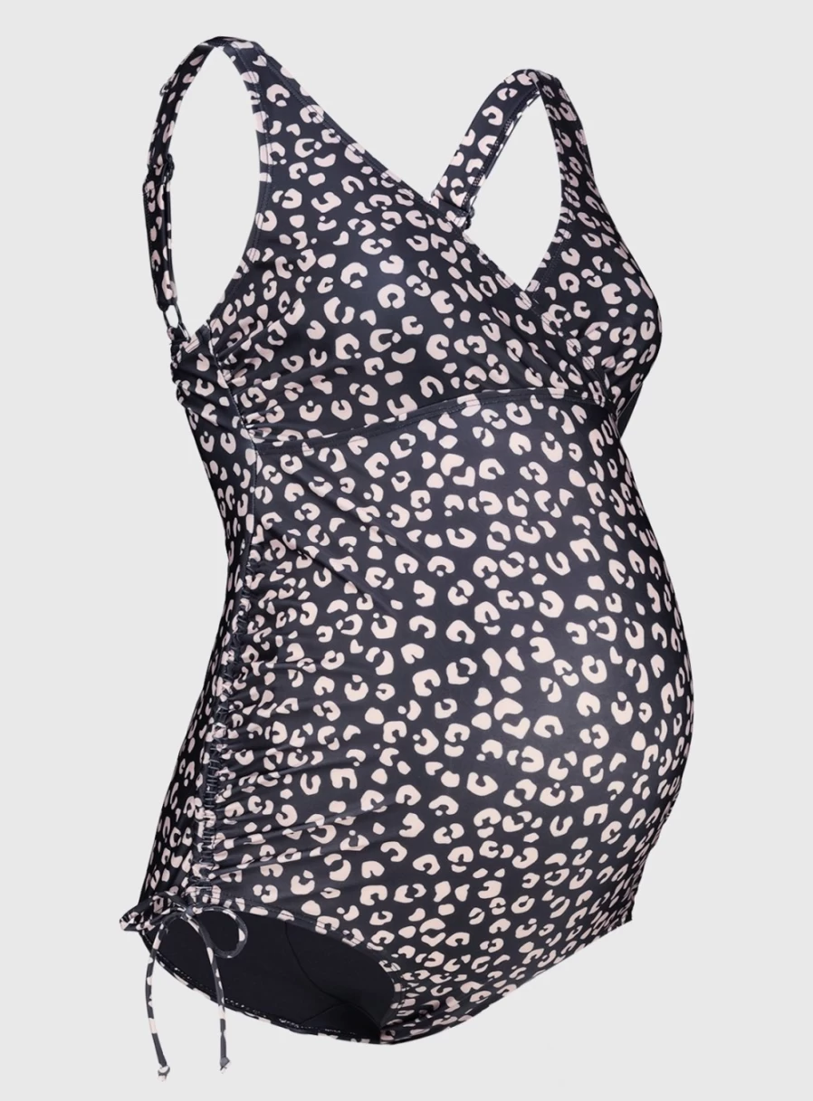 Tu Maternity Women's Leopard Print Maternity Swimsuit - Stylish Pregnancy Bathing Suit for Expecting Mothers