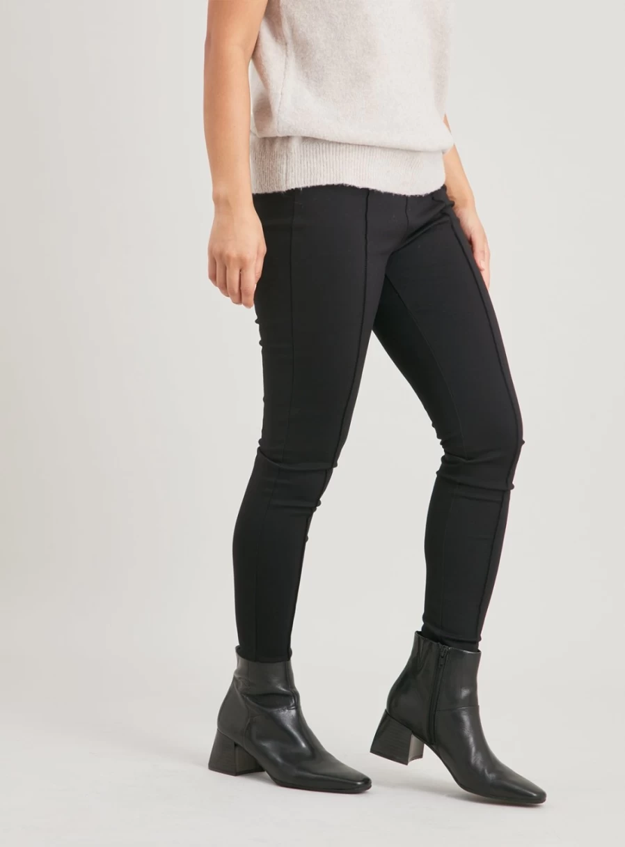 Tu Petite Women's Black High-Waisted Ponte Leggings - Size 14, Slimming & Comfortable Stretch Pants for Petite Sizing