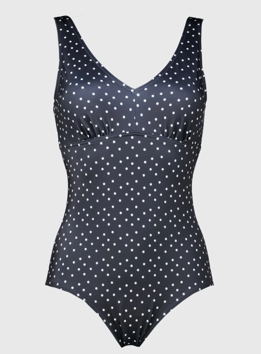 "Tu Women's Black Polka Dot Post-Surgery Swimsuit - Size 8 | Post-Mastectomy Swimwear"
