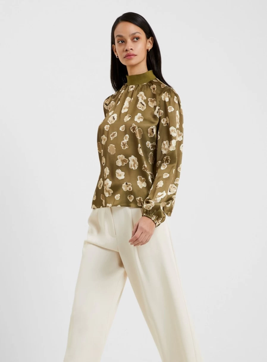 French Connection Women's Bronwen Aleeya Satin Blouse in XL Size