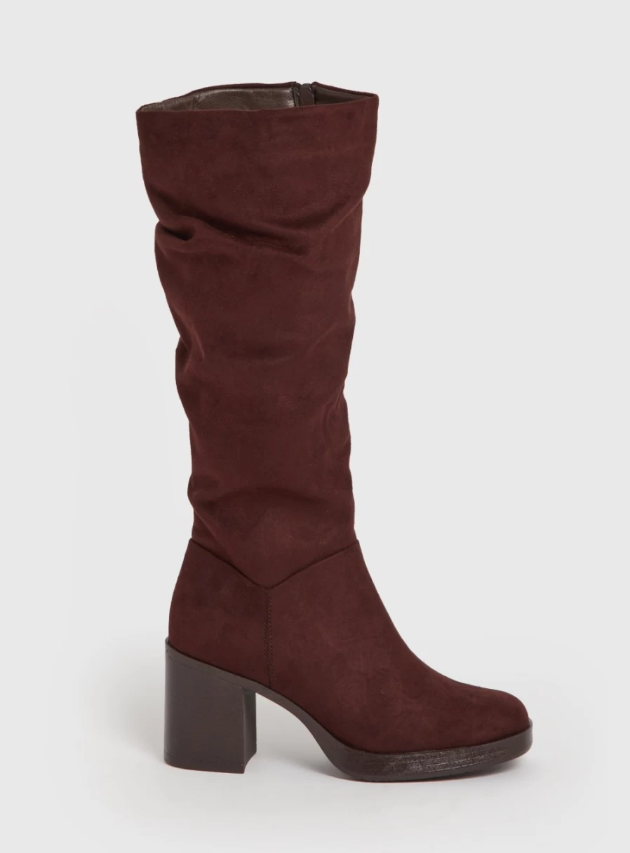 Tu Women's Brown Faux Suede Knee-High Boots - Chic Long Boots for Women