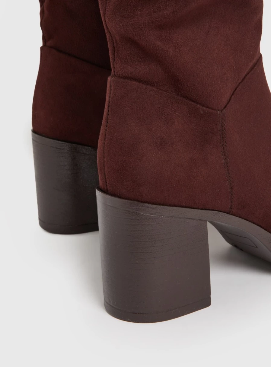 Tu Women's Brown Faux Suede Knee-High Boots - Chic Long Boots for Women