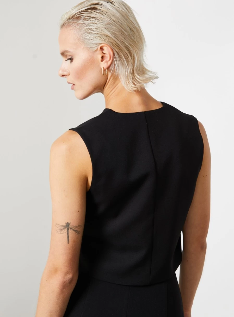 "For All The Love Women's Black Smart Fitted Waistcoat - Size 16 Slim Fit Vest"
