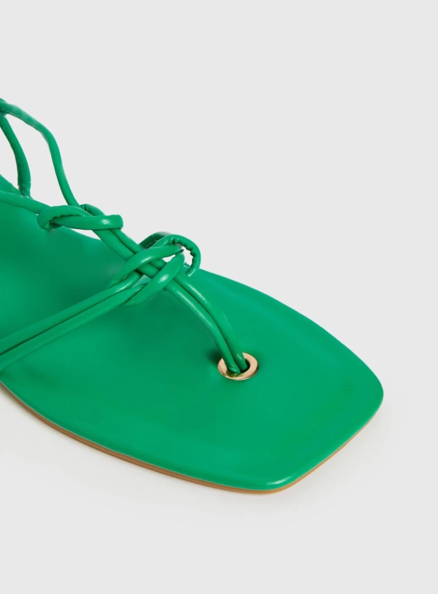 "Tu Women's Green Ankle Tie Sandals - Stylish Summer Footwear"