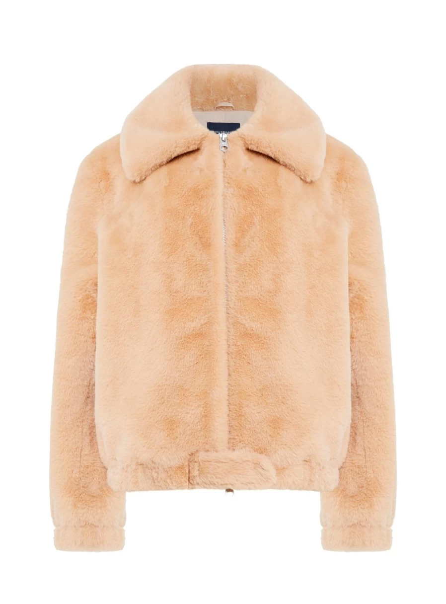 French Connection Women's Avi Iren Faux Fur Mixed Material Jacket