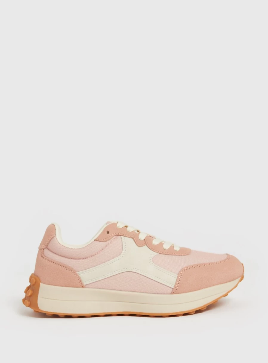 Tu Women's Pink & Cream Retro Style Sneakers - Vintage Inspired Casual Trainers
