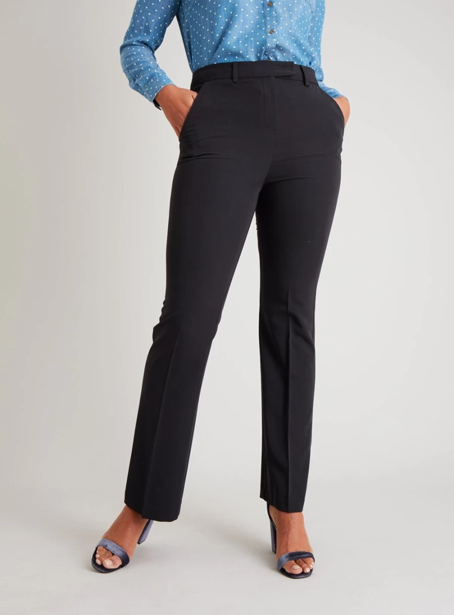 Tu Women's Black Bootcut Stretch Trousers - Size 14R Comfort Fit