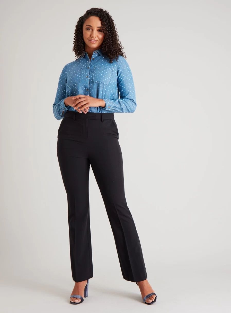 Tu Women's Black Bootcut Stretch Trousers - Size 14R Comfort Fit