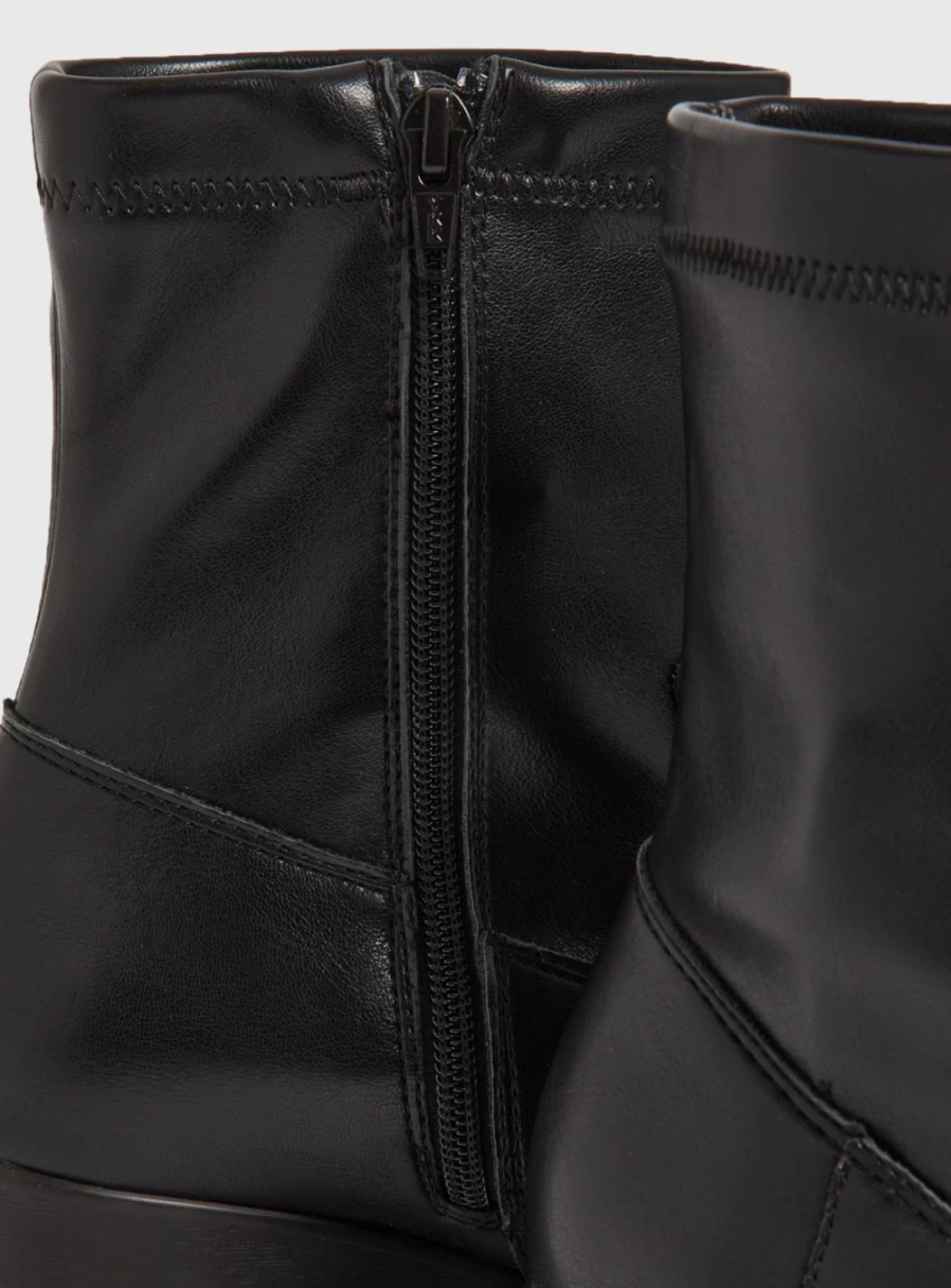 "Tu Women's Black Chunky Platform Ankle Boots - Stylish & Comfortable Footwear"