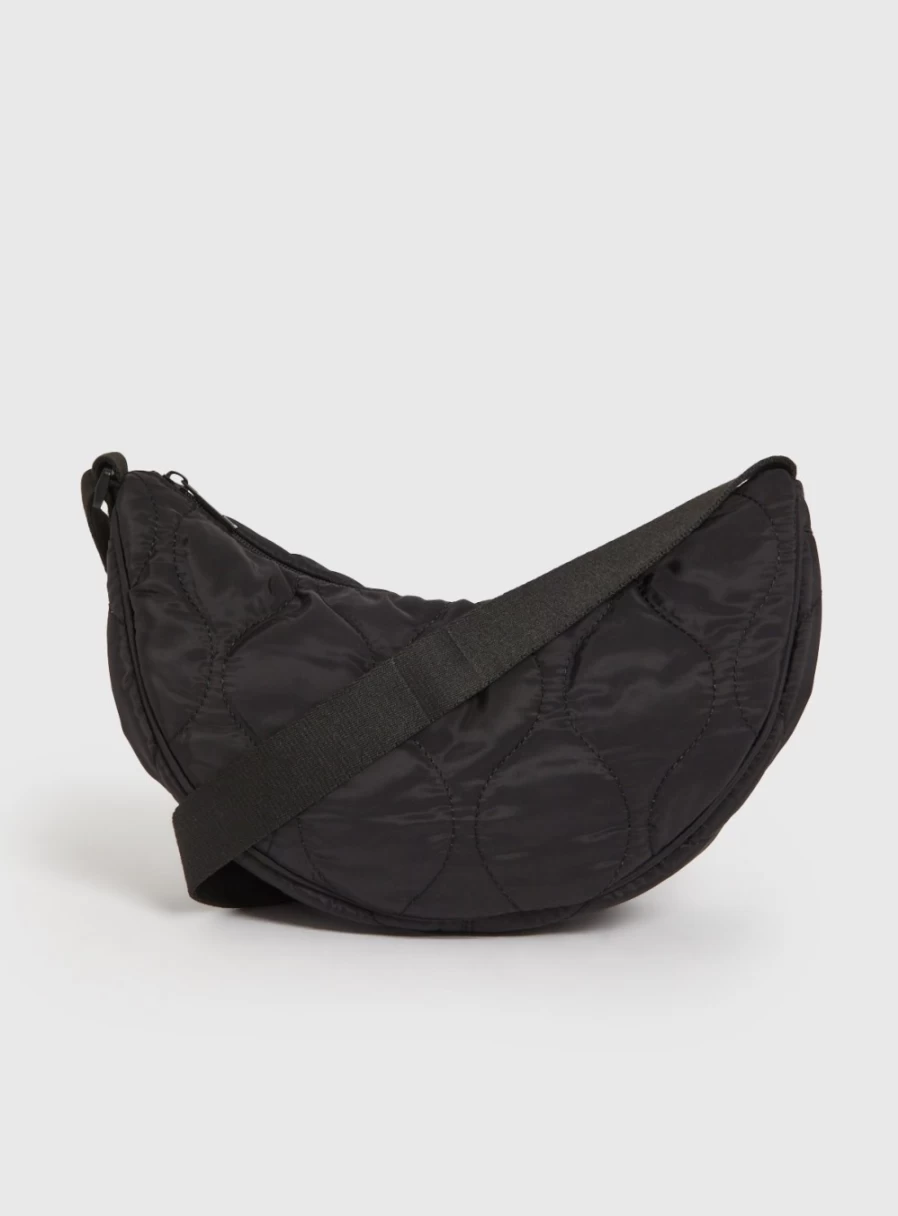 Tu Women's Black Half Moon Quilted Crossbody Bag - Stylish & Compact Handbag for Everyday Use