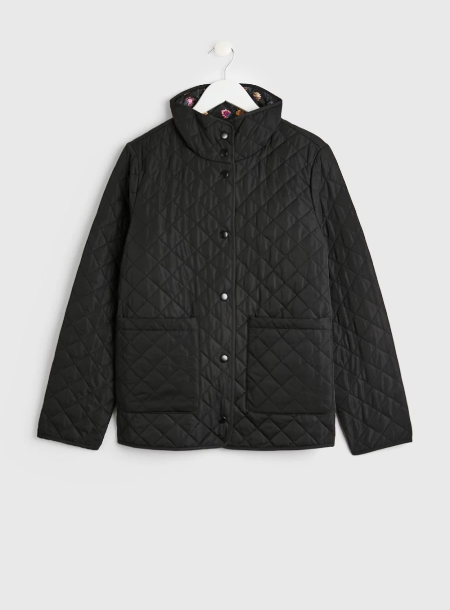 Tu Women's Black Reversible Quilted Jacket - Lightweight Stylish Outerwear Coat for Winter