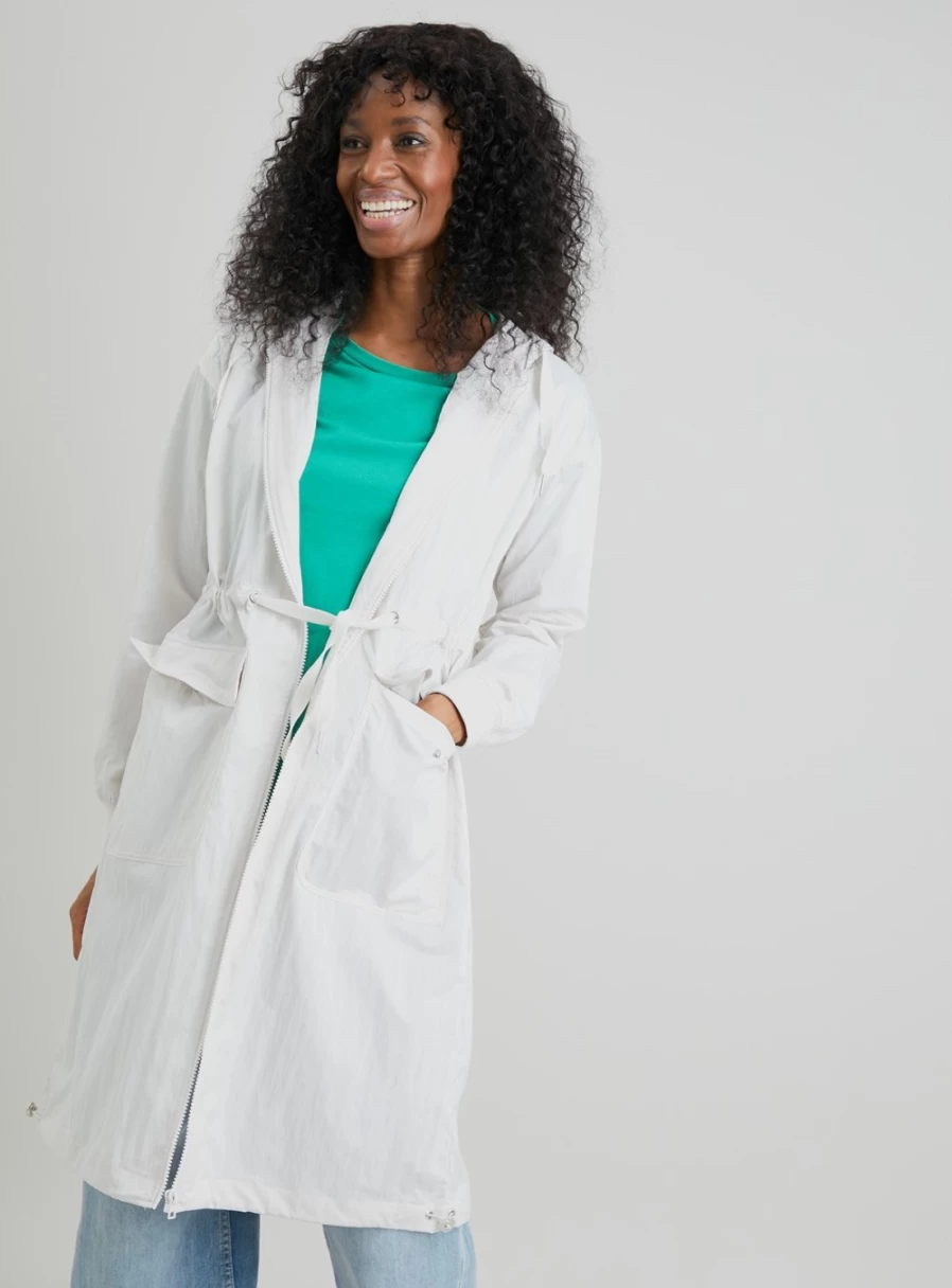 "TU Women's XL Lightweight Cream Raincoat - Waterproof Trench Coat"