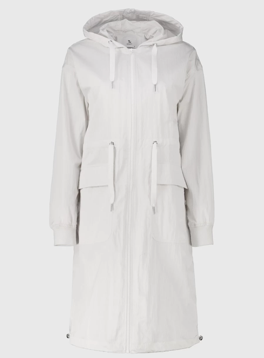 "TU Women's XL Lightweight Cream Raincoat - Waterproof Trench Coat"