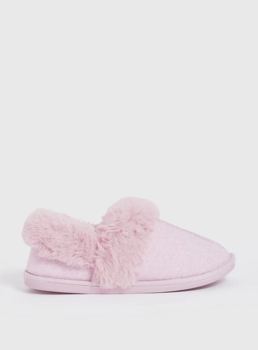 Tu Women's Pink Faux Fur Slippers - Soft Plush Comfort Size 7