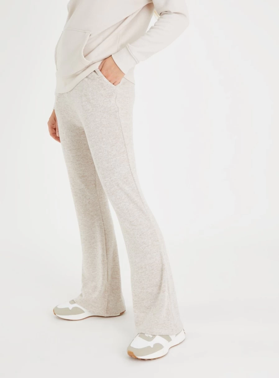 Tu Women's Neutral Marl Soft Touch Kick Flare Trousers - High Waist Comfort Stretch Pants for Casual Wear
