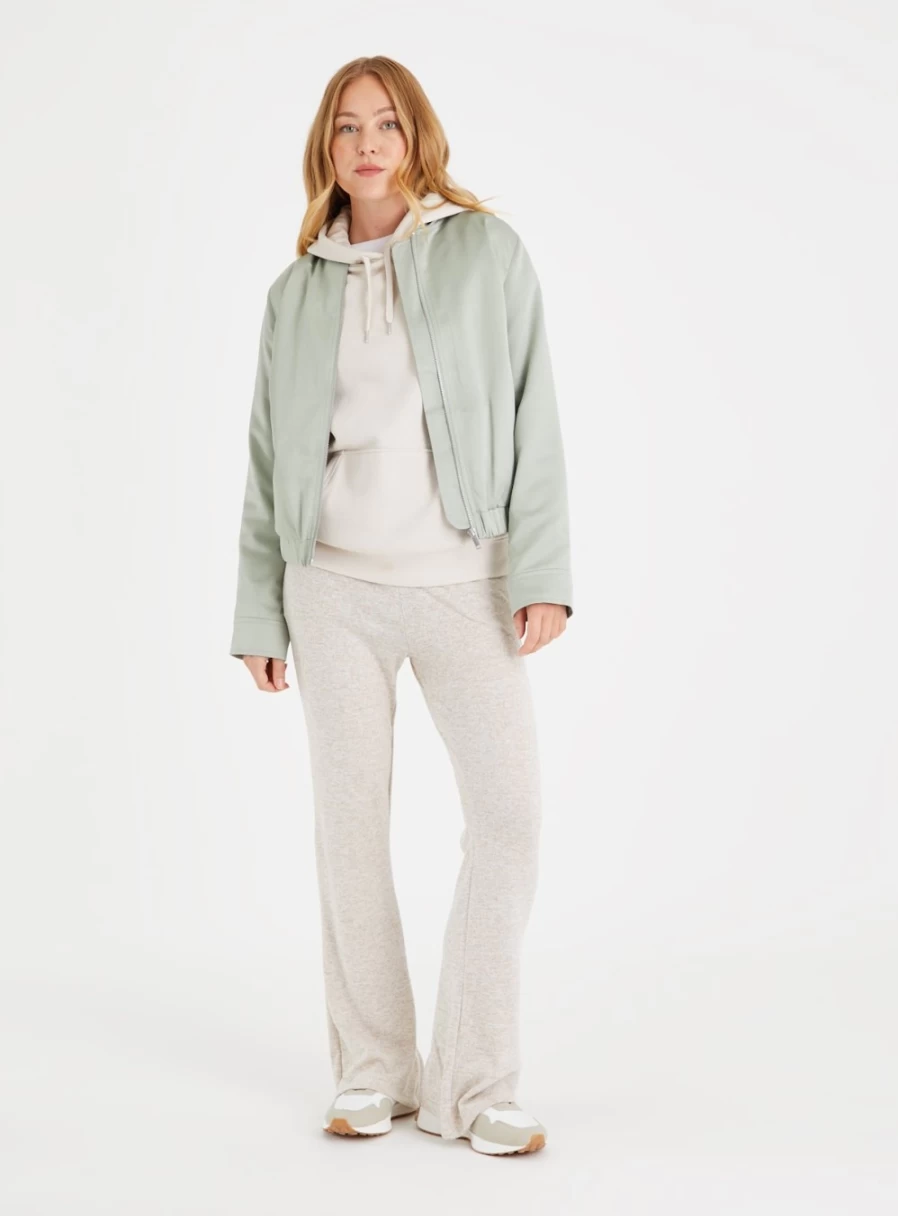 Tu Women's Neutral Marl Soft Touch Kick Flare Trousers - High Waist Comfort Stretch Pants for Casual Wear
