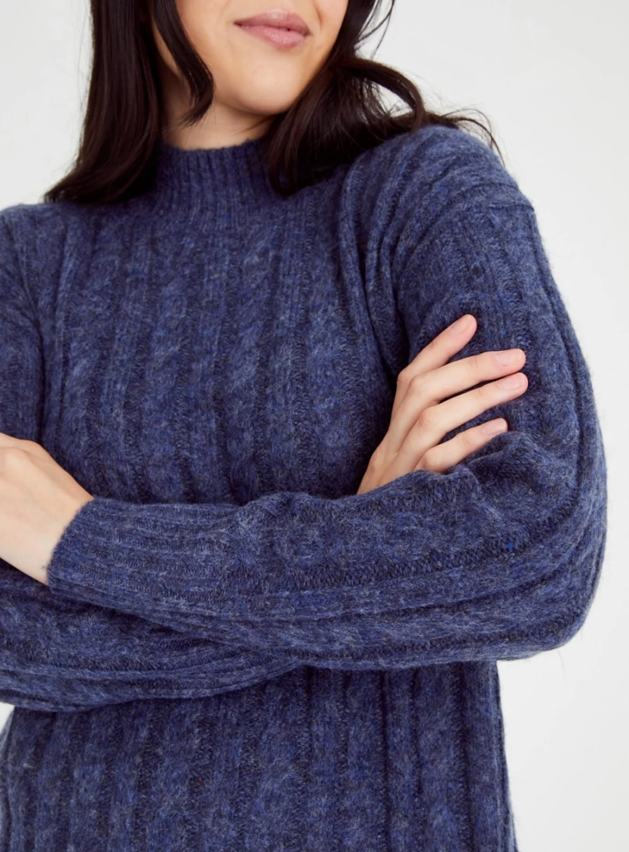 Tu Women's Navy Cable Knit Jumper Dress - Cozy Winter Pullover Sweater Dress Size 20