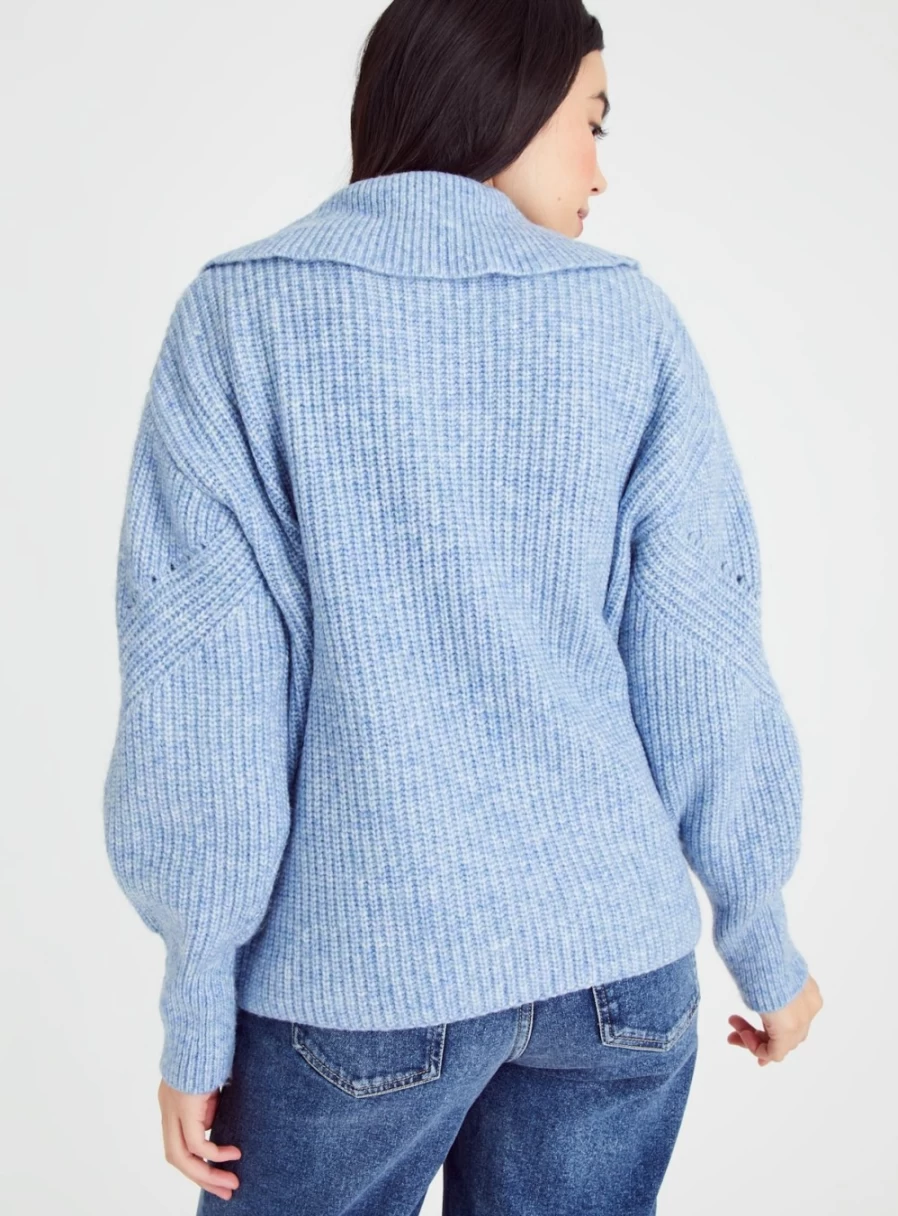 Tu Women's Blue Collared Knit Jumper - Soft Crewneck Sweater Size 18