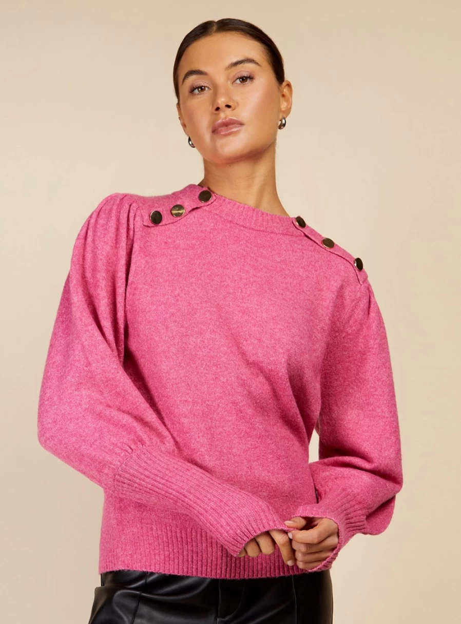 Vogue Williams Women's Pink Button-Up Knit Jumper Sweater Size S