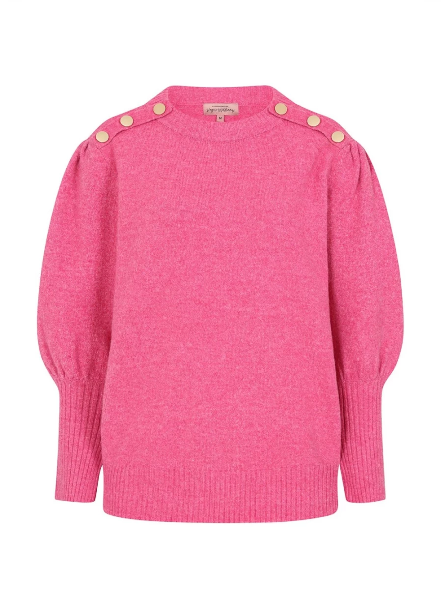 Vogue Williams Women's Pink Button-Up Knit Jumper Sweater Size S