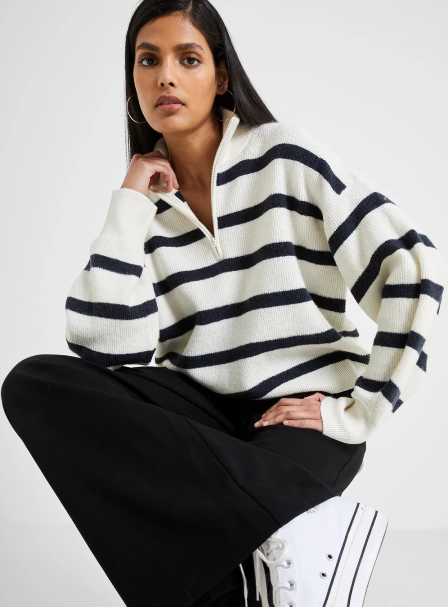 French Connection Women's Vhari Half Zip Knit Sweater M