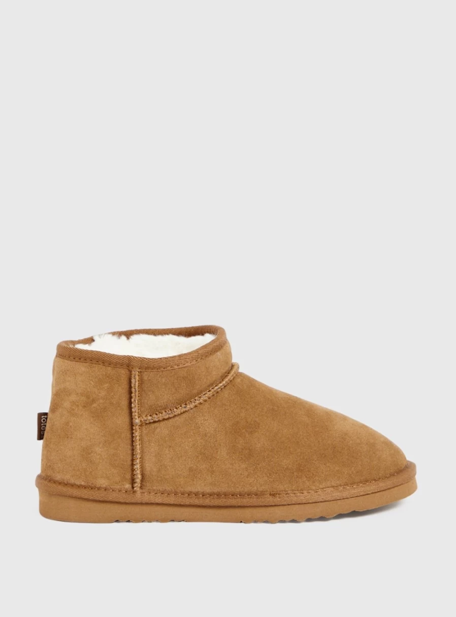 Totes Women's Tan Short Slipper Boots - Size 8 Comfortable Casual Footwear