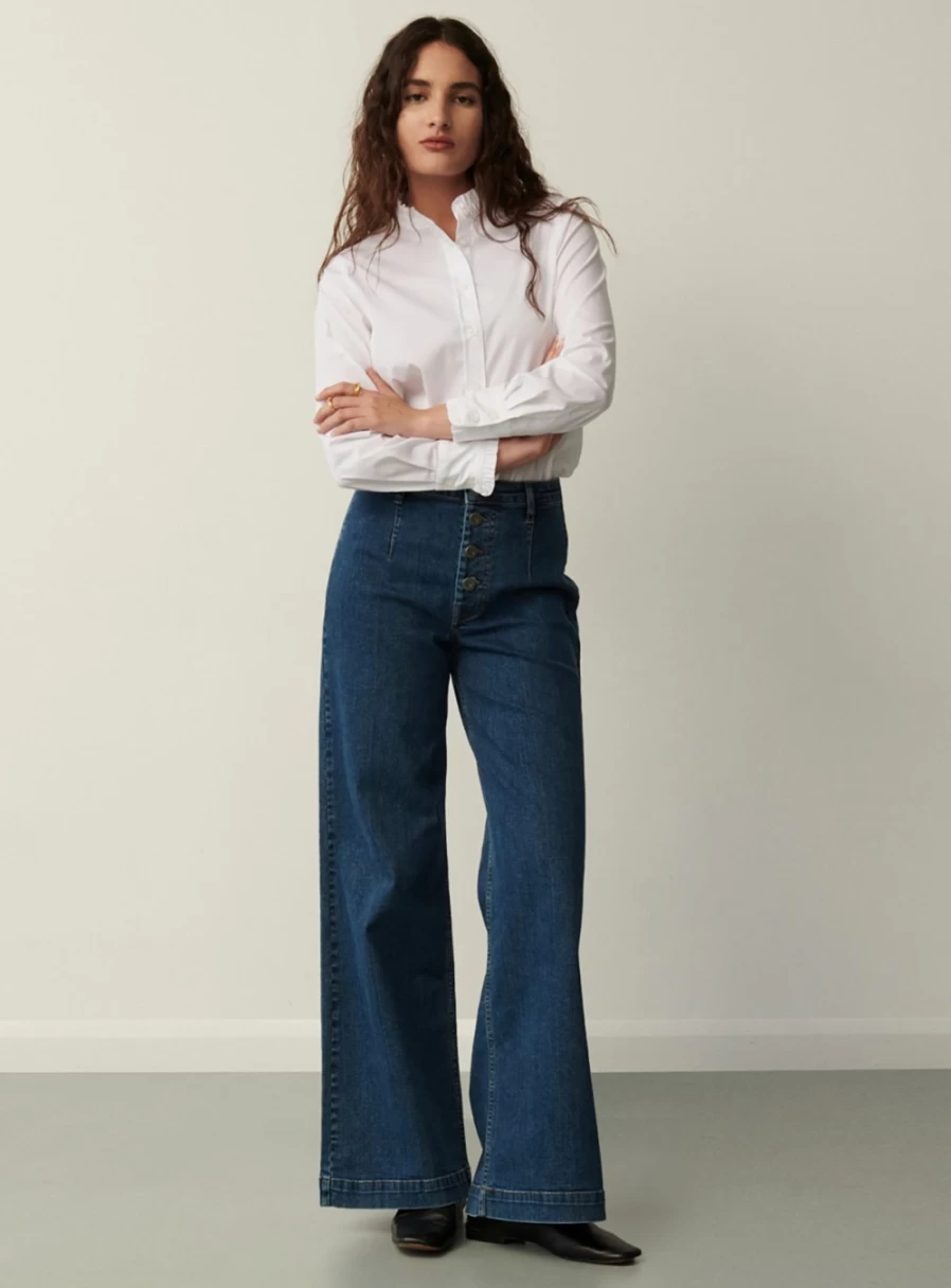 Finery Women's Tally High-Rise Wide Leg Jeans - Size 28 Comfort Fit Denim Pants