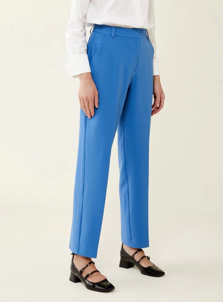 Finery Women's Cornflower Blue Harper High-Waisted Trousers - Size 10 | Slim Fit Ankle Pants for Women