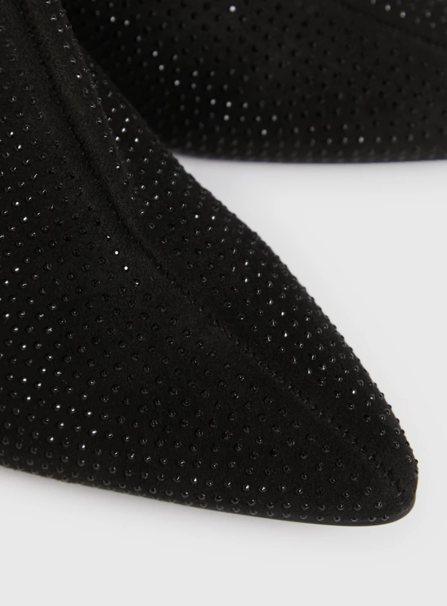 Tu Women's Black Gem Embellished Boots - Stylish Rhinestone Ankle Boots Size 7