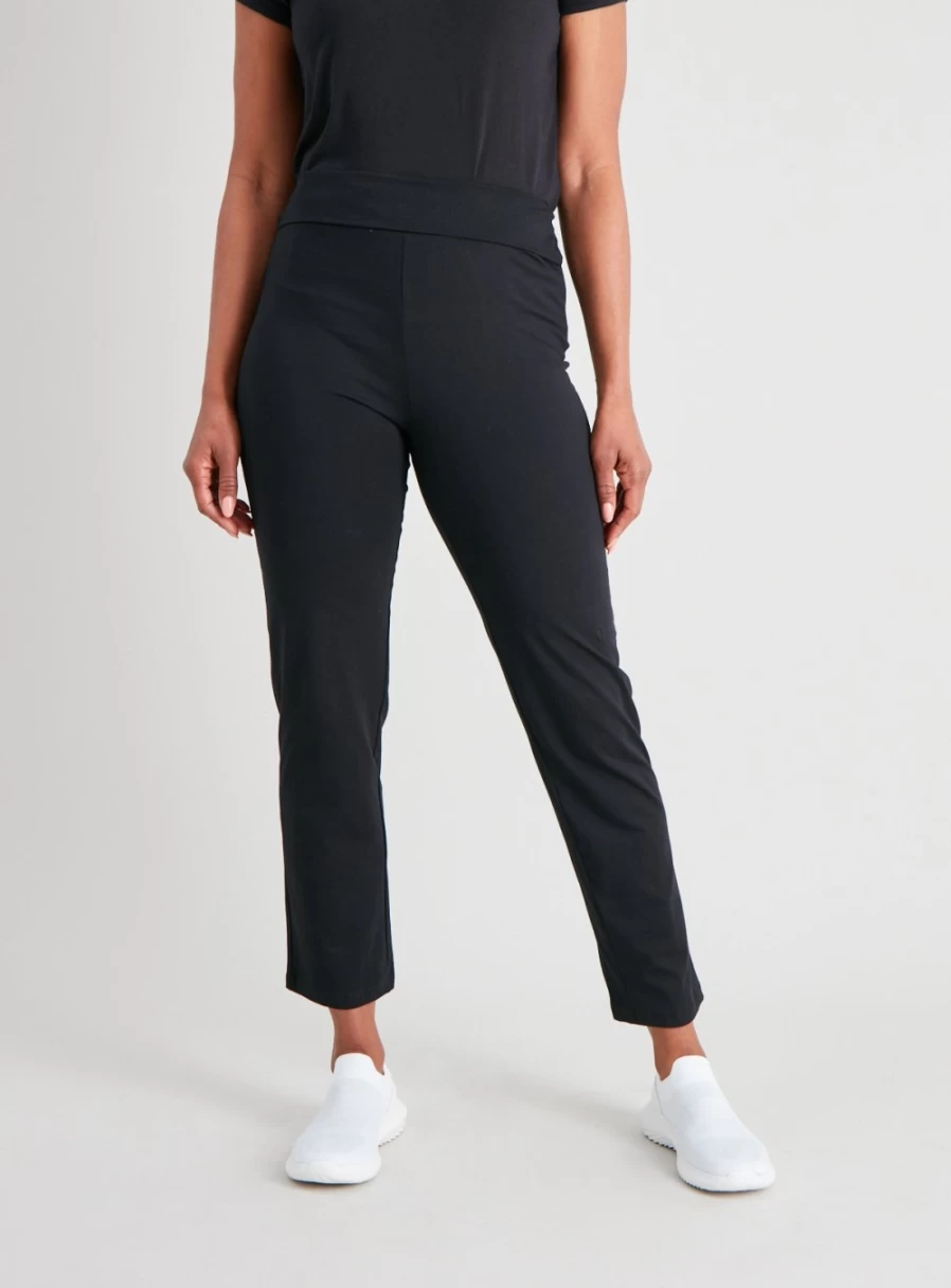 TU Women's Black Waterproof Roll Top Jogger Pants - Stylish High-Rise Athletic 12" Joggers for Running & Casual Wear